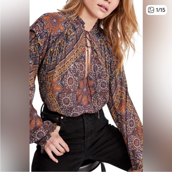 Free People Tops - Free People Bohemian Floral Blouse